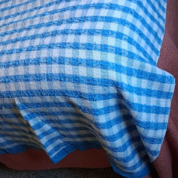 Vintage Blue and White Checkered Full Size Lightweight Blanket. - Picture 4 of 10